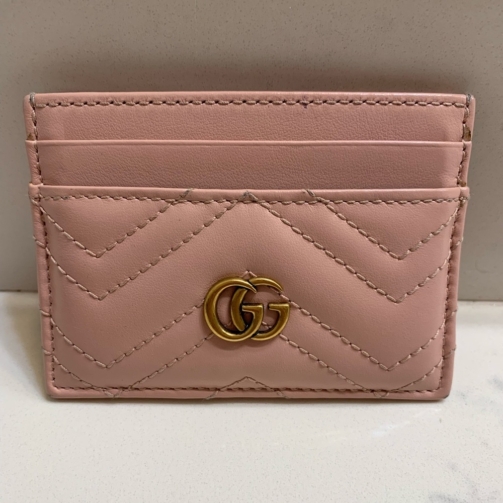 Authentic GG Marmont Card Case! In dusty pink leather!
